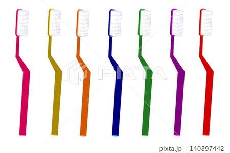Colorful Toothbrush Set Collection Isolated on White Background Colorful Toothbrush Set Collection Isolated on White Background 140897442