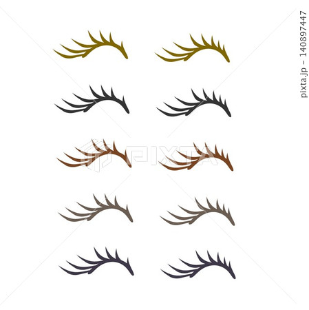 Set of Cartoon Eyelashes Color Variations for Character Isolated on White Background 140897447