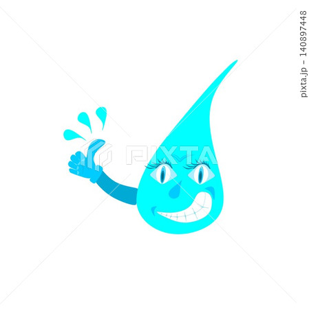 Blue Water Drop Character Giving Thumbs Up Gesture Isolated on White Background Blue Water Drop Character Giving Thumbs Up Gesture Isolated on White Background 140897448