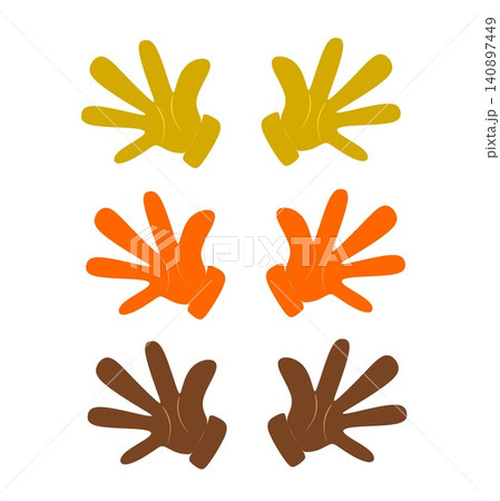 Set of Cartoon Hand Gloves Color Variations for Character Isolated on White Background Set of Cartoon Hand Gloves Color Variations for Character Isolated on White Background 140897449
