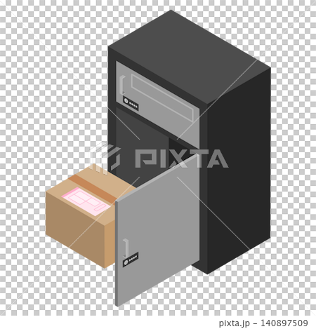 Delivery of packages to delivery boxes - isometric Delivery of packages to delivery boxes - isometric 140897509