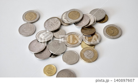 Polish Zloty Coins Currency Close Up 140897607