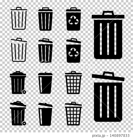 Trash Can Icon Set: Delete, Recycle, Dustbin Symbols Trash Can Icon Set: Delete, Recycle, Dustbin Symbols 140897833