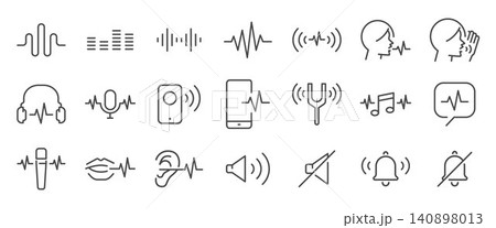 Sound icon set. It includes voice, wave, vocal, audio, and more icons. Sound icon set. It includes voice, wave, vocal, audio, and more icons. 140898013
