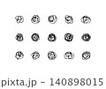 糸が絡まったような小さなぐるぐるの手描きイラストセット（黒） 140898015