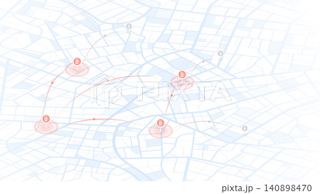 Isometric digital city map showing gas station locations and service coverage zones Isometric digital city map showing gas station locations and service coverage zones 140898470