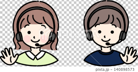 People wearing headsets People wearing headsets 140898573