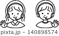 ヘッドセットをつけた人(線画) 140898574