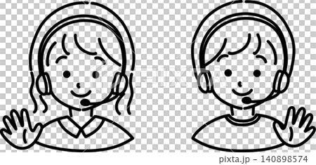ヘッドセットをつけた人(線画) 140898574