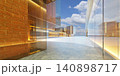 3d rendering modern building exterior showcasing glass walls and brick facade 140898717