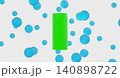 3d rendering green cylinder among floating blue spheres 3d rendering 140898722