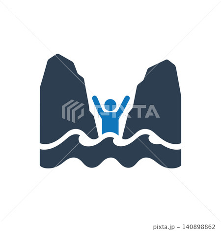 Person Stranded Between Cliffs icon 140898862