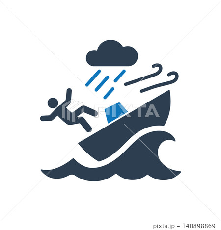 Boat Sinking Stormy Weather Icon Boat Sinking Stormy Weather Icon 140898869
