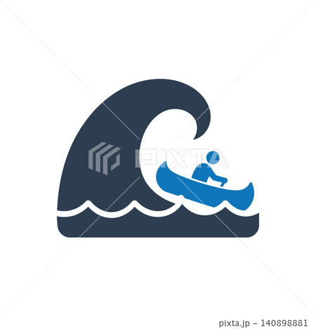 Person Rowing Into Wave Icon Person Rowing Into Wave Icon 140898881