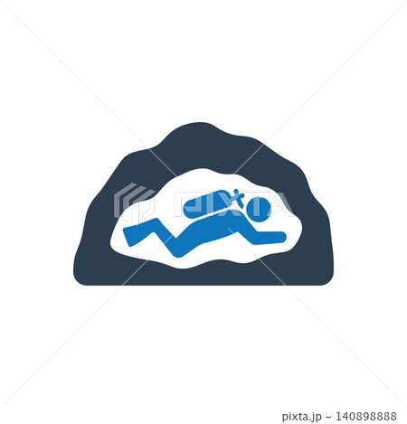 Submerged Cave Diver Sea Icon Submerged Cave Diver Sea Icon 140898888