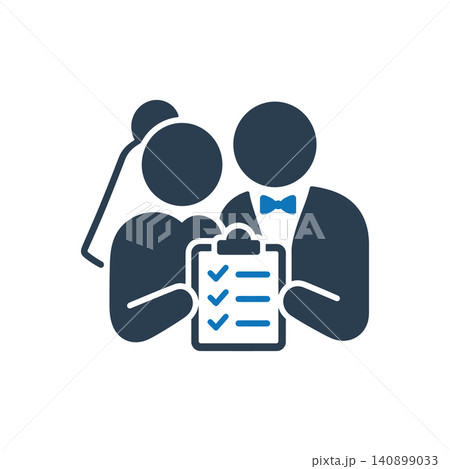 Couple Planning Wedding Details Icon Couple Planning Wedding Details Icon 140899033