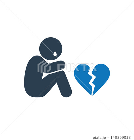 Sad Person Broken Heart Icon Sad Person Broken Heart Icon 140899038