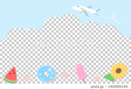 可愛的夏季邊框插畫素材,靈感來自兒童暑假,包含文字空間。 可愛的夏季邊框插畫素材,靈感來自兒童暑假,包含文字空間。 140899184