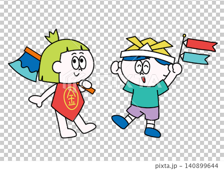 5月_金太郎と兜をかぶったこどものイラスト（こどもの日） 140899644