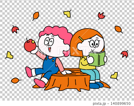 An illustration of a child enjoying autumn. An illustration of a child enjoying autumn. 140899650