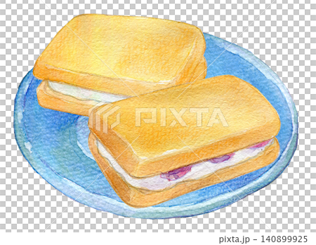 Watercolor illustration, hand-drawn illustration, raisin butter sandwich Watercolor illustration, hand-drawn illustration, raisin butter sandwich 140899925