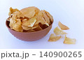 Homemade breadfruit chips, a snack made from breadfruit. 140900265