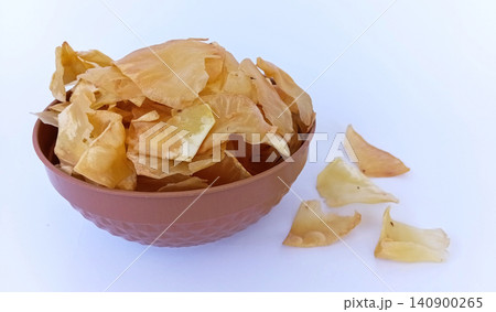 Homemade breadfruit chips, a snack made from breadfruit. Homemade breadfruit chips, a snack made from breadfruit. 140900265