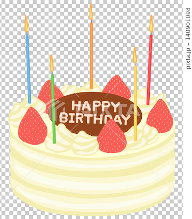 生日蛋糕插圖,上面裝飾著蠟燭(向量圖) 生日蛋糕插圖,上面裝飾著蠟燭(向量圖) 140901098