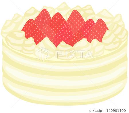 いちごのホールケーキのイラスト ベクター素材 140901100