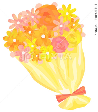 かわいい暖色の花束のイラスト ベクター素材 かわいい暖色の花束のイラスト ベクター素材 140901101