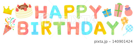 「HAPPY BIRTHDAY」の文字イラスト素材 ベクター 「HAPPY BIRTHDAY」の文字イラスト素材 ベクター 140901424