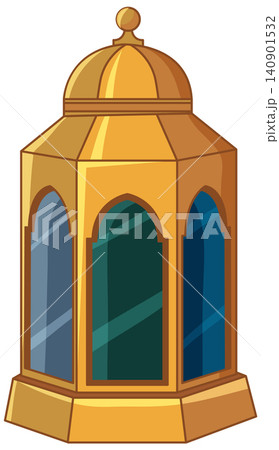 Traditional Golden Arabic Lantern Vector Illustration on White Background Traditional Golden Arabic Lantern Vector Illustration on White Background 140901532