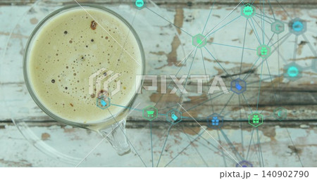 Showing clear glass mug left on worn wood with foam teal nodes and cart or gift or sale or box, copy Showing clear glass mug left on worn wood with foam teal nodes and cart or gift or sale or box, copy 140902790