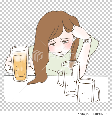 Woman drinking beer 140902830