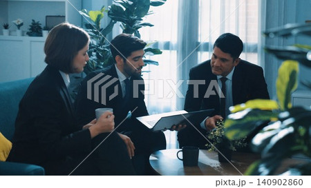 Caucasian businessman present marketing plan to project manager. Directorate. Caucasian businessman present marketing plan to project manager. Directorate. 140902860