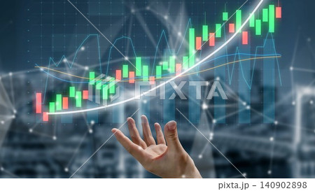 Hand Reaching Towards Financial Graph with Rising Trend Lines in a Modern Digital Environment, Symbolizing Investment and Economic Growth Copula Hand Reaching Towards Financial Graph with Rising Trend Lines in a Modern Digital Environment, Symbolizing Investment and Economic Growth Copula 140902898