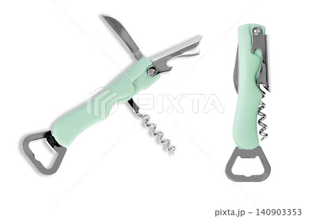 Multi tool pocket knife with folding tools isolated on white 140903353