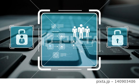 Digital Security Concept Featuring Lock Icons and User Data Protection on Laptop Keyboard with Modern Technology Elements Gluon Digital Security Concept Featuring Lock Icons and User Data Protection on Laptop Keyboard with Modern Technology Elements Gluon 140903486