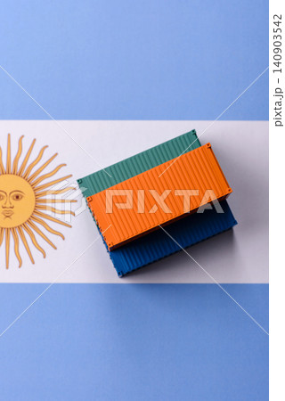 Cargo containers on the Argentine flag as a conceptual backdrop for goods export. Cargo containers Cargo containers on the Argentine flag as a conceptual backdrop for goods export. Cargo containers 140903542