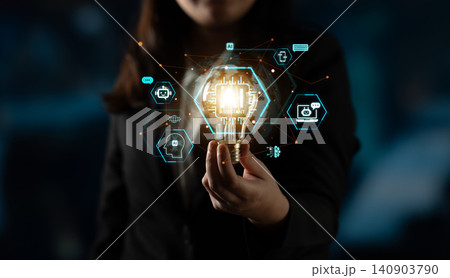 Global AI Assistant network and digital AI connectivity nodes connection. Corpus 140903790