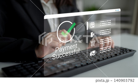 Successful Online Payment Transaction with Positive Confirmation Check Mark on Digital Screen in Modern Business Environment Ledger Successful Online Payment Transaction with Positive Confirmation Check Mark on Digital Screen in Modern Business Environment Ledger 140903792