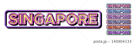 Singapore city state in Asia, framed text icon set. Text Singapore in 3D style, tourist city in Asia. Isolated word Singapore with isometric letters for graphic design in pop art style, vector set 140904133
