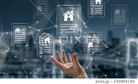 Virtual Property Management Concept with Hand Reaching for Digital Documents Representing Real Estate Listings and Home Information Overlaid with Abstract Connections Gluon Virtual Property Management Concept with Hand Reaching for Digital Documents Representing Real Estate Listings and Home Information Overlaid with Abstract Connections Gluon 140904189