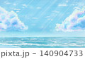 海とふわふわの雲のある風景 140904733