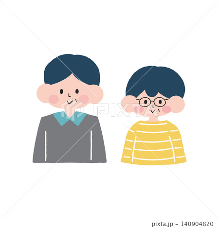 中年夫婦男女手描きイラストB 中年夫婦男女手描きイラストB 140904820