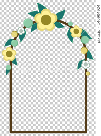Elegant Floral Arch Frame with Yellow Flowers and Green Leaves for Wedding and Greeting Card Design Elegant Floral Arch Frame with Yellow Flowers and Green Leaves for Wedding and Greeting Card Design 140904924