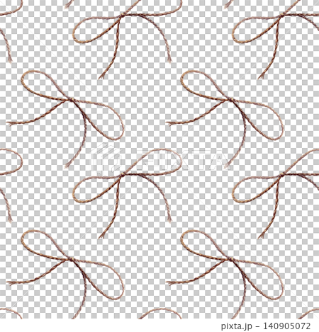 Vintage twine bow seamless pattern watercolor illustration. Craft string ribbon for organic pharmacy branding, handmade soap packaging design, rustic gift wrapping paper, eco wellness print Vintage twine bow seamless pattern watercolor illustration. Craft string ribbon for organic pharmacy branding, handmade soap packaging design, rustic gift wrapping paper, eco wellness print 140905072