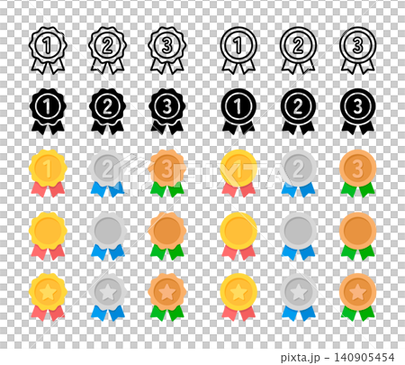 Large set of rosette, rank, and star medal icons Large set of rosette, rank, and star medal icons 140905454