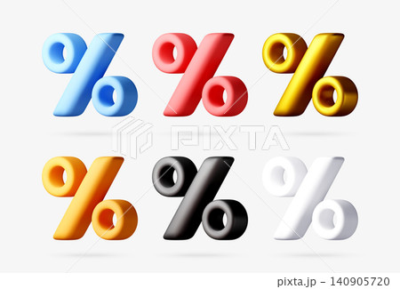 Set of colorful 3D percent signs. 140905720