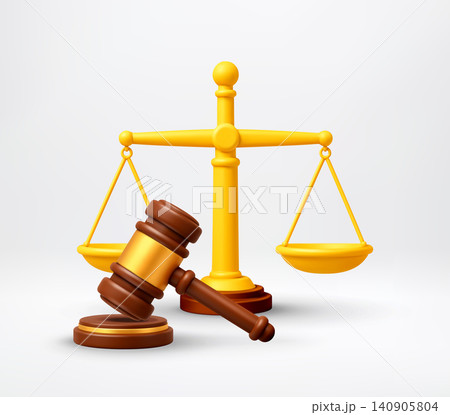3D Scales of justice and wooden judge gavel. 3D Scales of justice and wooden judge gavel. 140905804